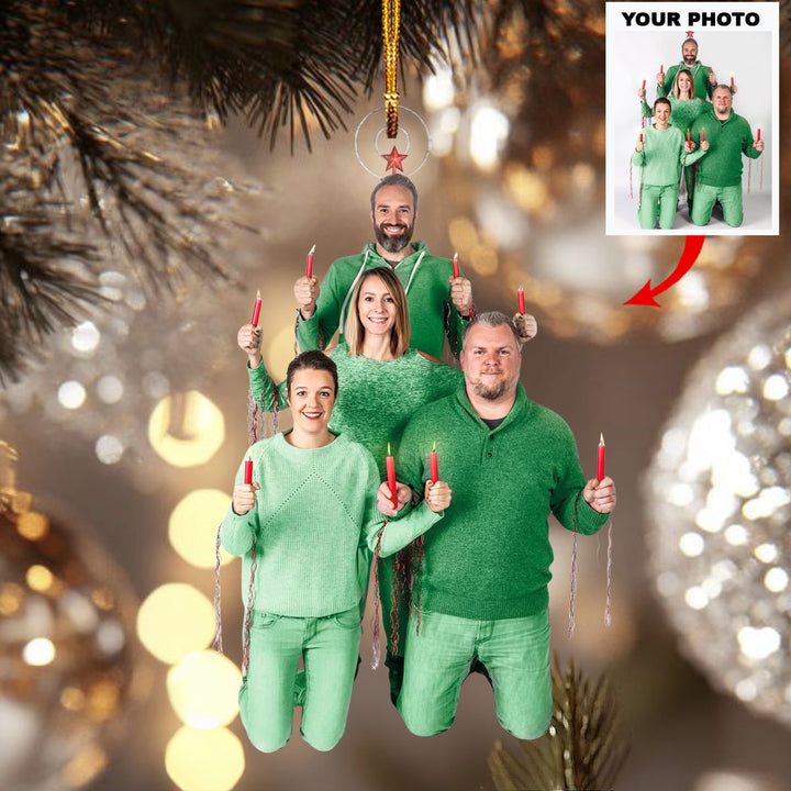 Family Candlelight - Personalized Photo Mica Ornament - Christmas Gift For Friends, Family Members