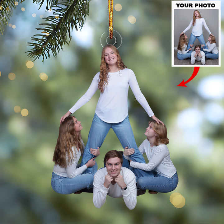 Cheerful Pyramid - Personalized Photo Mica Ornament - Christmas Gift For Friends, Family Members
