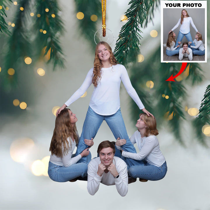 Cheerful Pyramid - Personalized Photo Mica Ornament - Christmas Gift For Friends, Family Members
