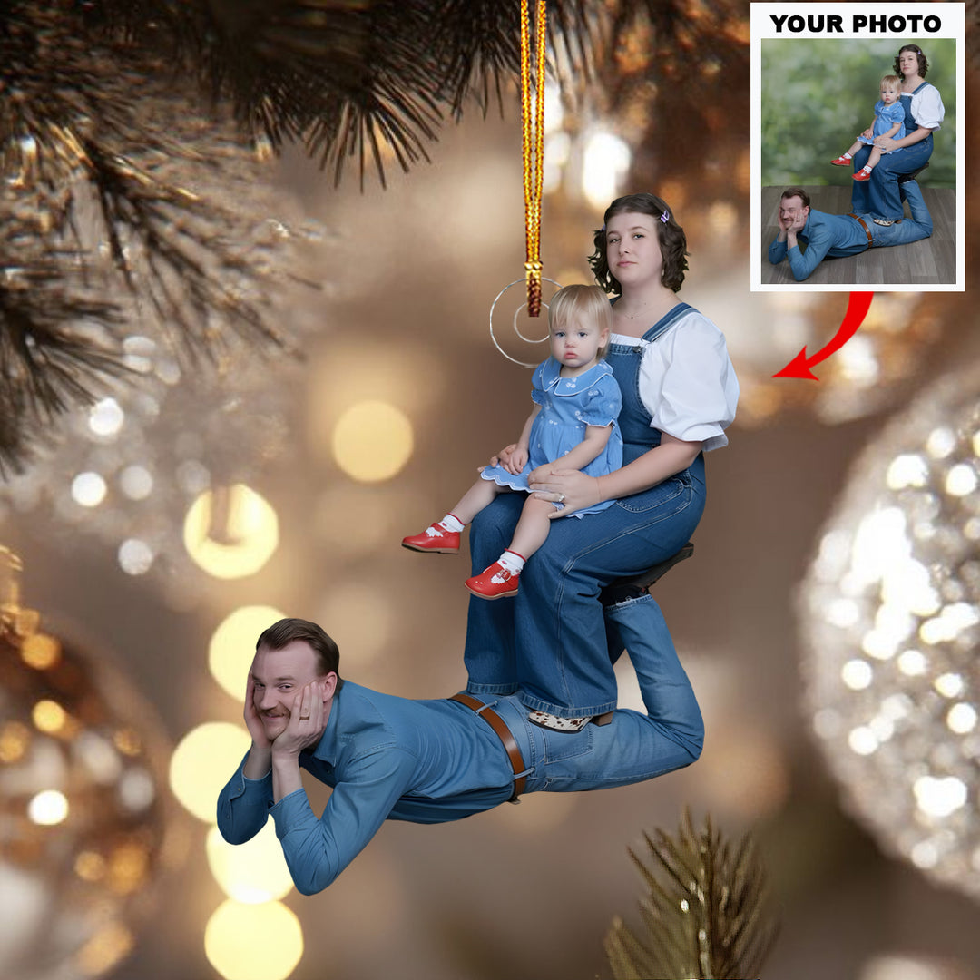 Piggyback Joy - Personalized Photo Mica Ornament - Christmas Gift For Friends, Family Members