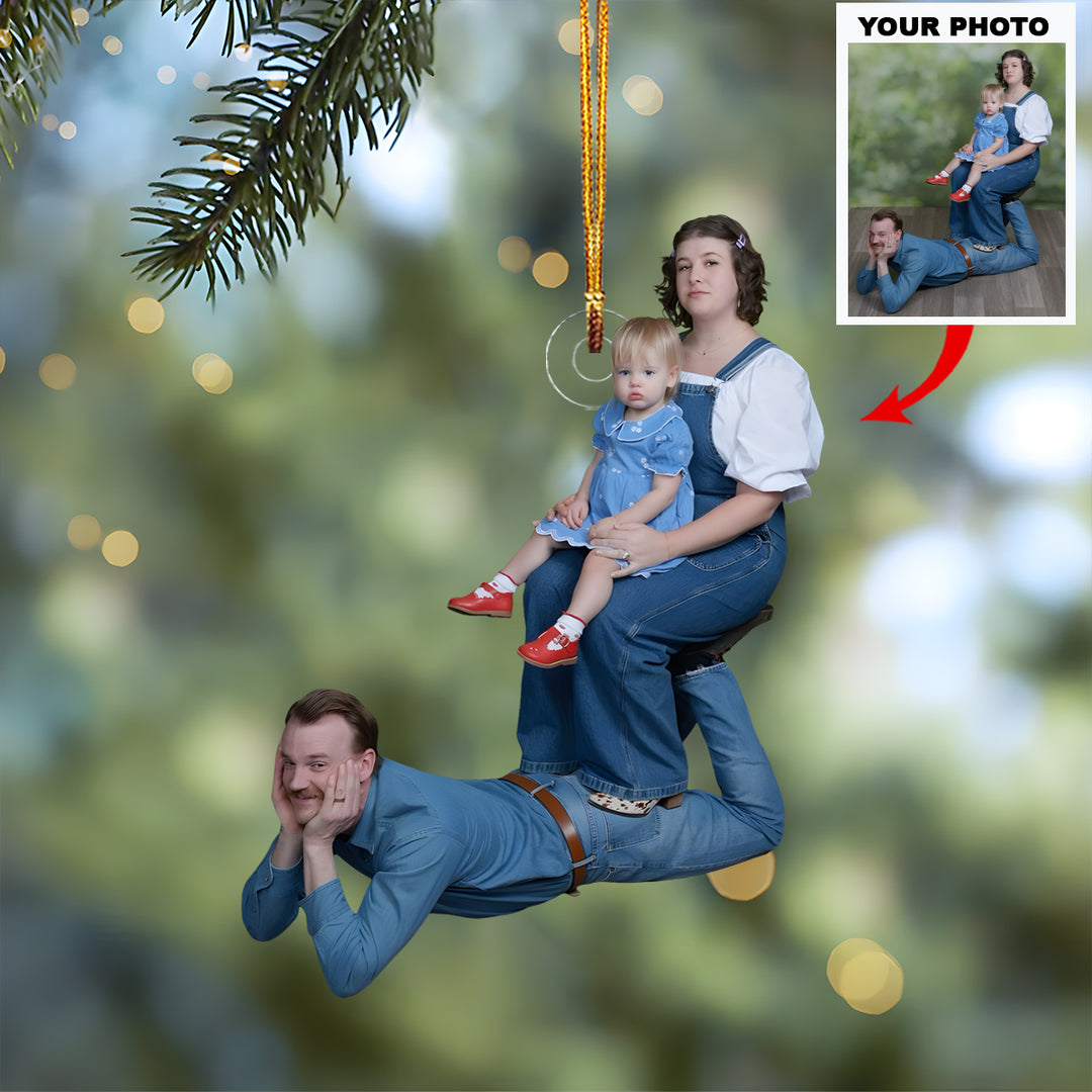 Piggyback Joy - Personalized Photo Mica Ornament - Christmas Gift For Friends, Family Members