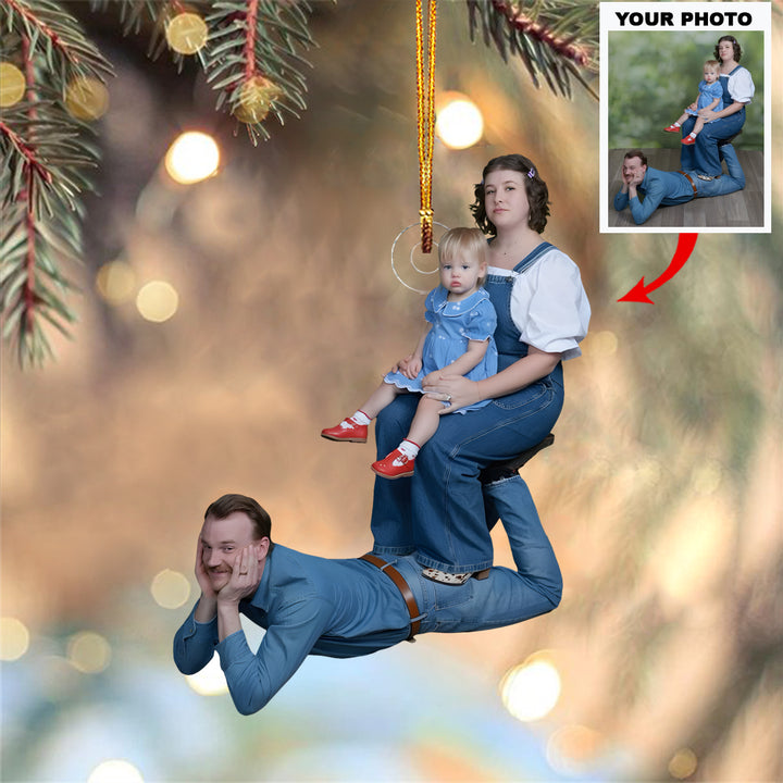Piggyback Joy - Personalized Photo Mica Ornament - Christmas Gift For Friends, Family Members