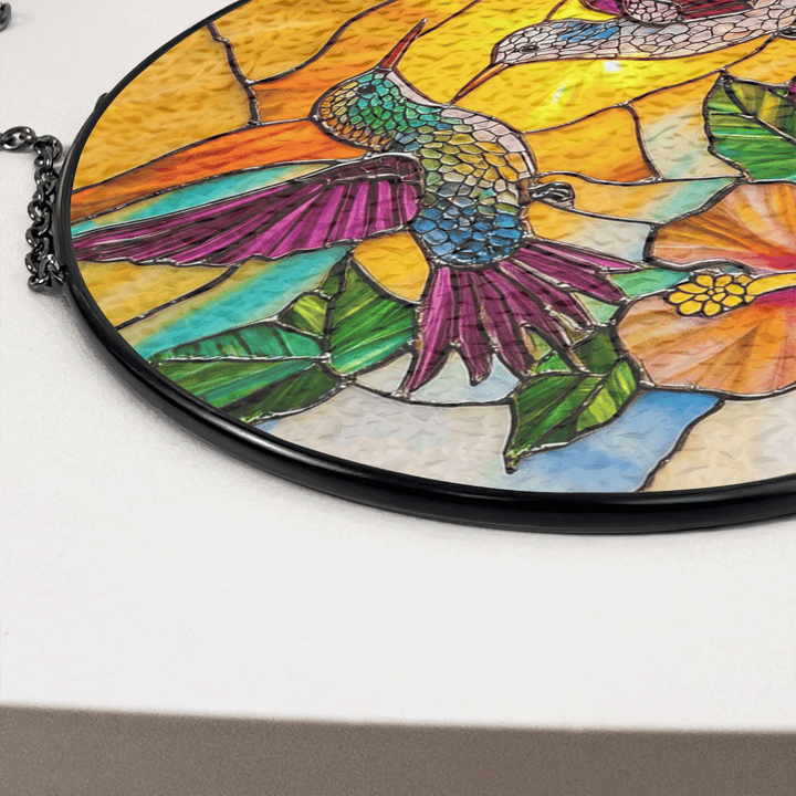 Sunset Hummingbirds - Stained Glass Window Hanging Suncatcher NCU0TH016