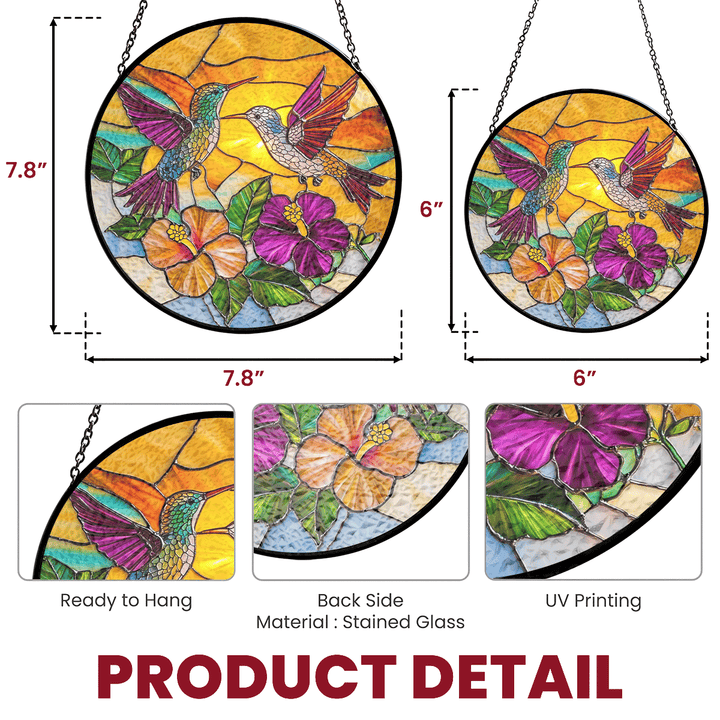 Sunset Hummingbirds - Stained Glass Window Hanging Suncatcher NCU0TH016
