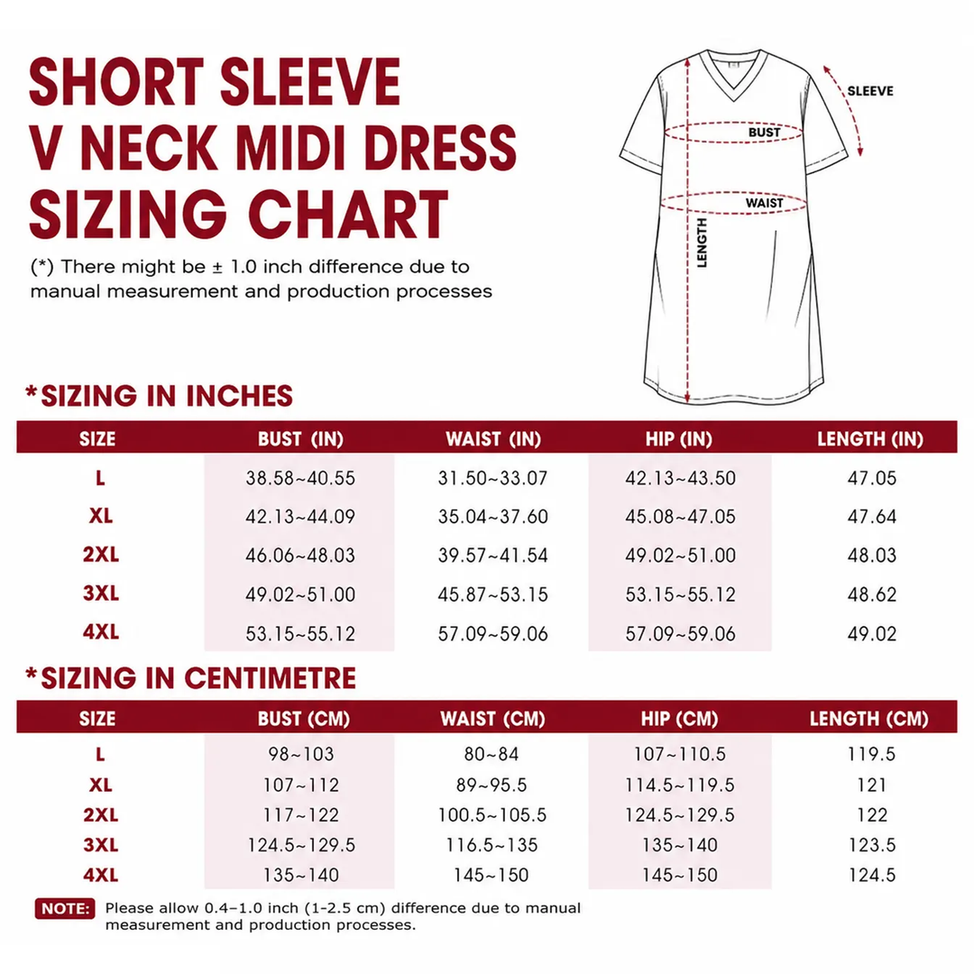 what length is midi dress in inches Measurements chart in inches Dress length - short length 37- 40 inches - Midi length 44- 45 inches - Long length 60 - 64 inches Skirt length