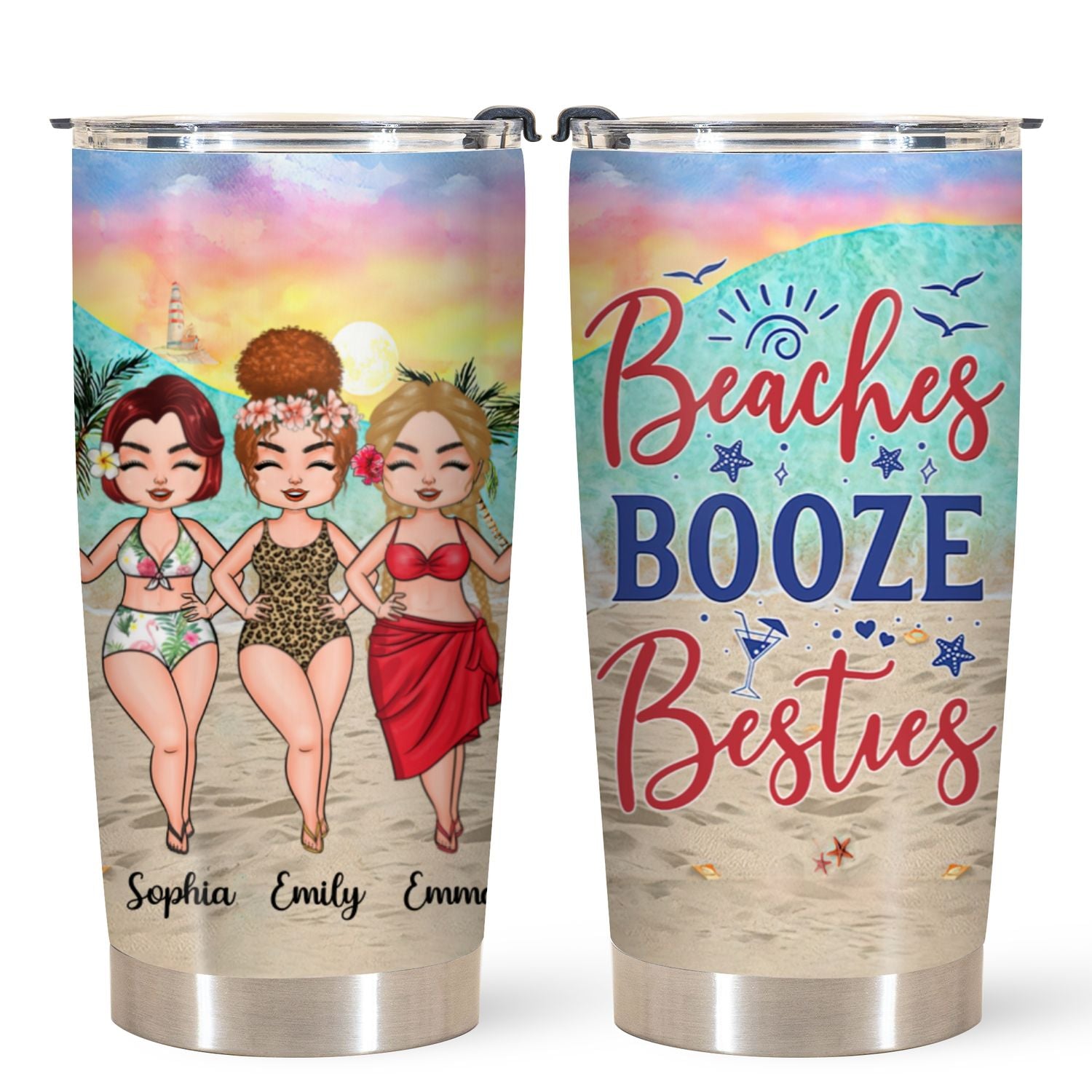 Personalized Tumbler - Gift For Friends - Beach And Besties