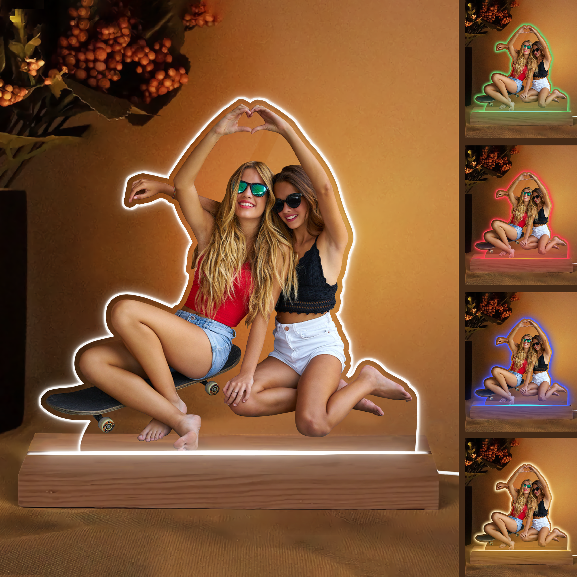 Personalized 3D LED Light Wooden Base - Gift For Friends And Family ARND0014 UPL0PD004