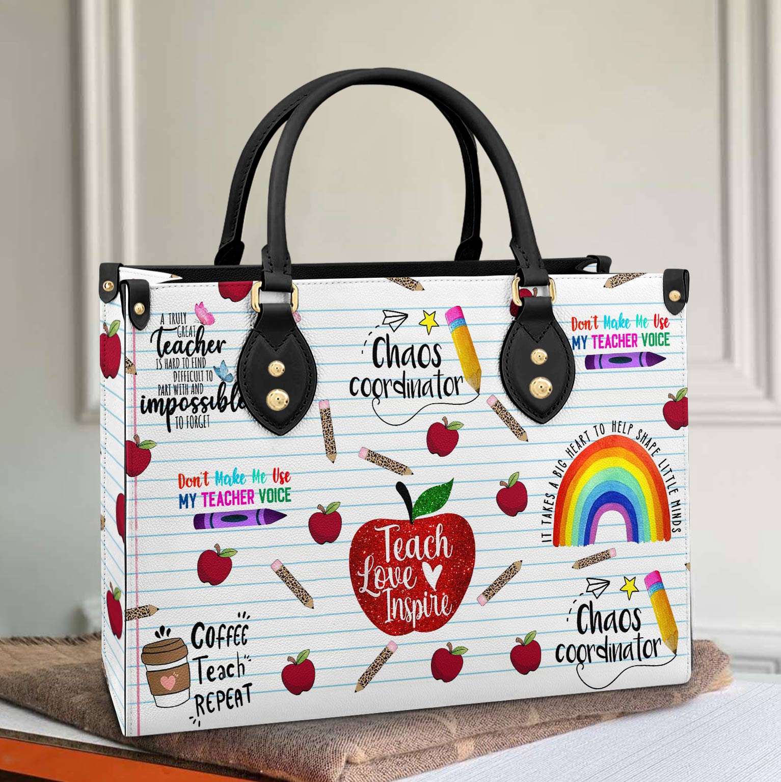 Leather Bag - Gift For Teacher - Teach Love Inspire Teacher V2