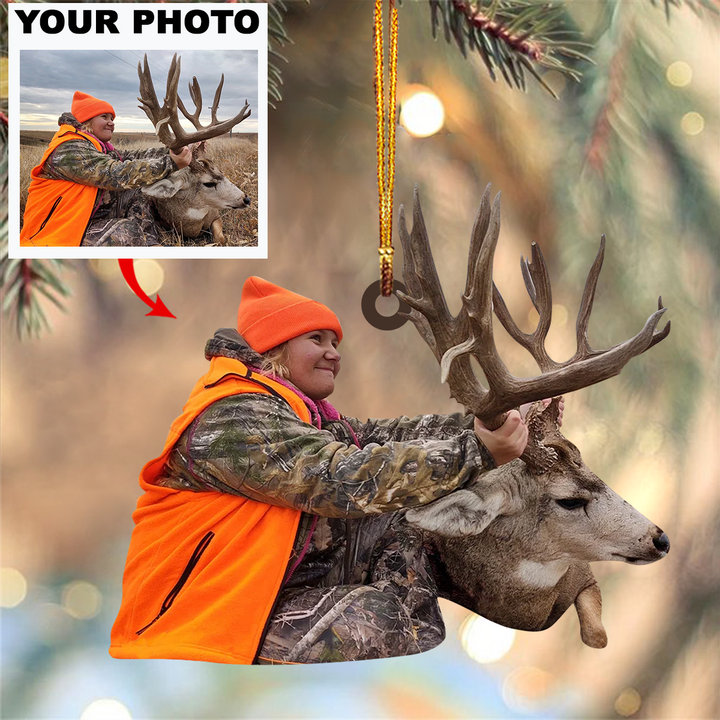 I Love Being A Hunter - Personalized Photo Mica Ornament - Christmas Gift For Hunting Lover