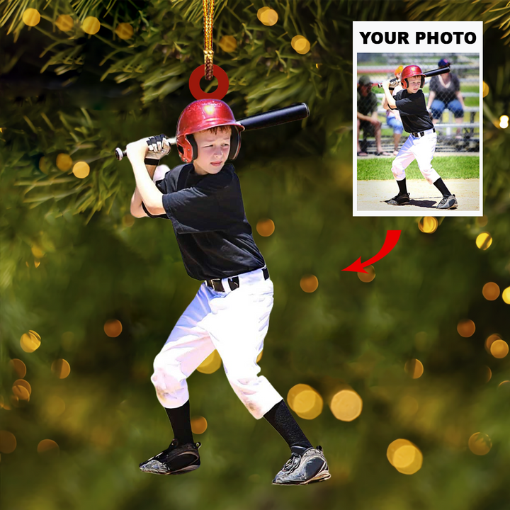Personalized Photo Mica Ornament - Gift For Baseball Lover - Custom Photo Baseball Kid Players ARND037