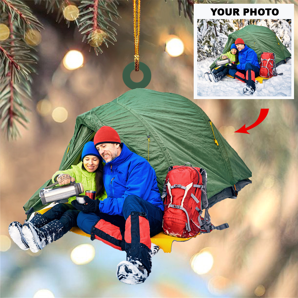 Personalized Photo Mica Ornament - Gift For Camping Lover - Camping Partner For Life ARND037