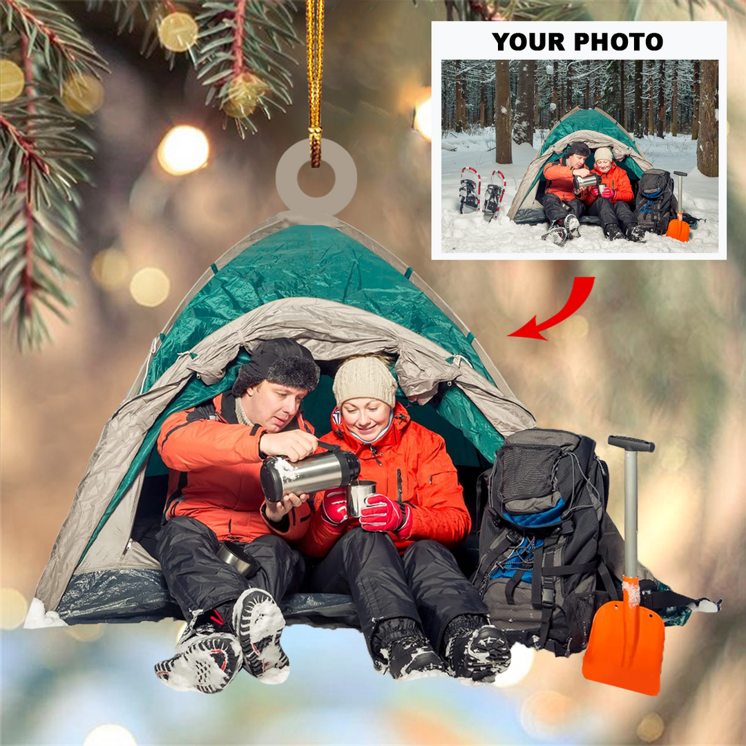 Personalized Photo Mica Ornament - Gift For Camping Lover - Camping Partner For Life ARND037