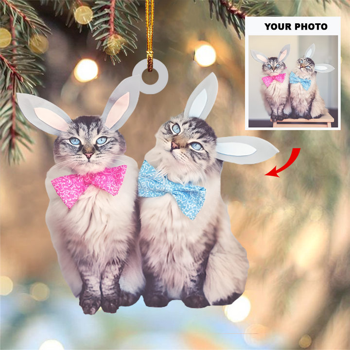 Personalized Photo Mica Ornament - Gift For Cat Lover - Cats Christmas Photo ARND037
