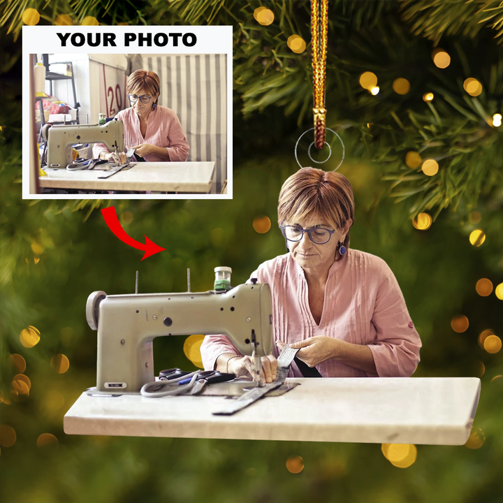 Personalized Photo Mica Ornament - Gift For Sewing Lover - I Love Sewing Photo ARND037
