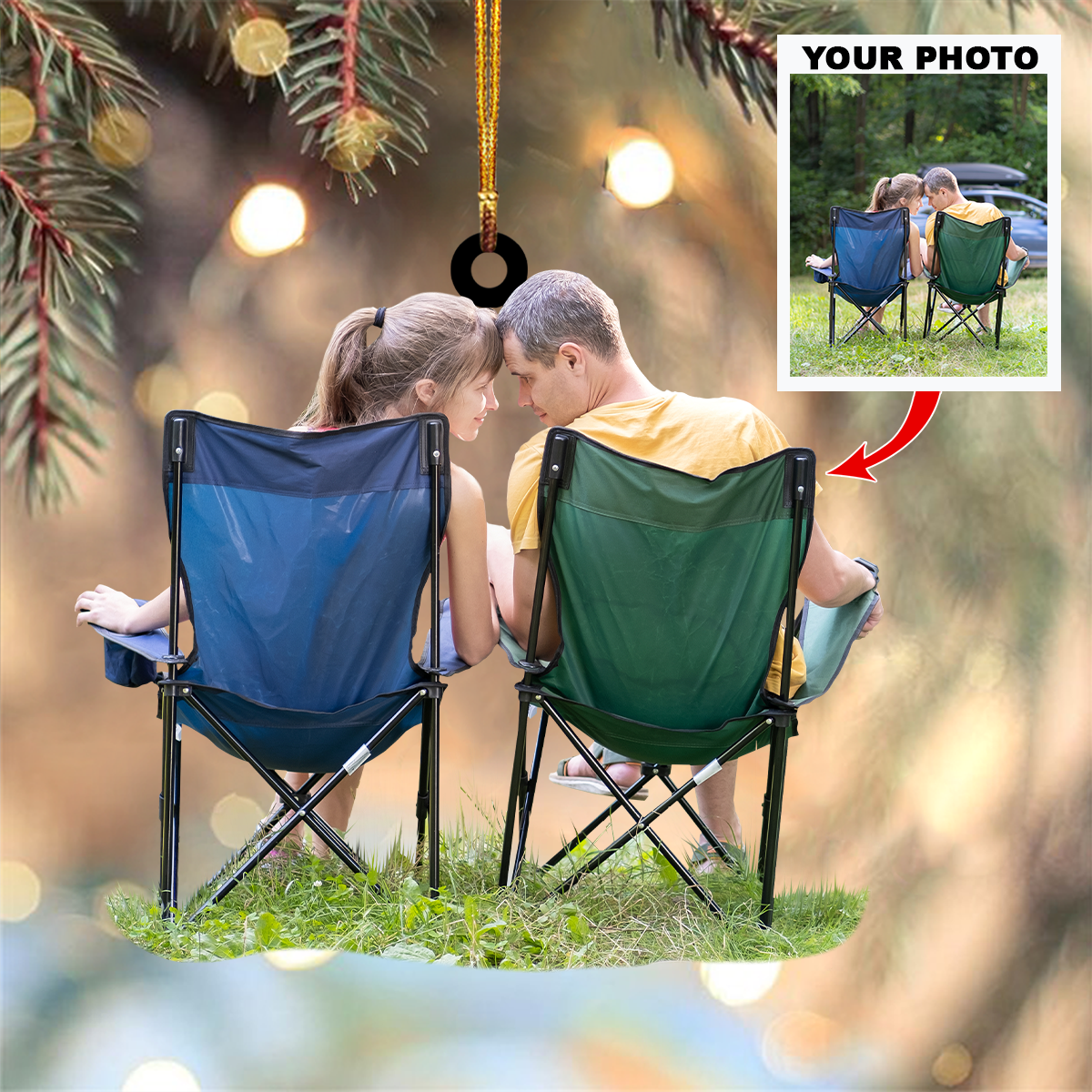 Personalized Photo Mica Ornament Gift For Camping Lover