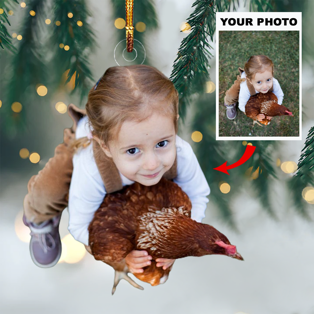 Personalized Photo Mica Ornament - Gift For Chicken Lover - I Love Chicken ARND037