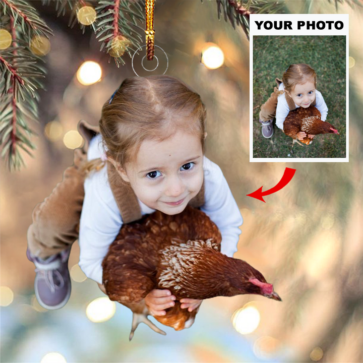 Personalized Photo Mica Ornament - Gift For Chicken Lover - I Love Chicken ARND037