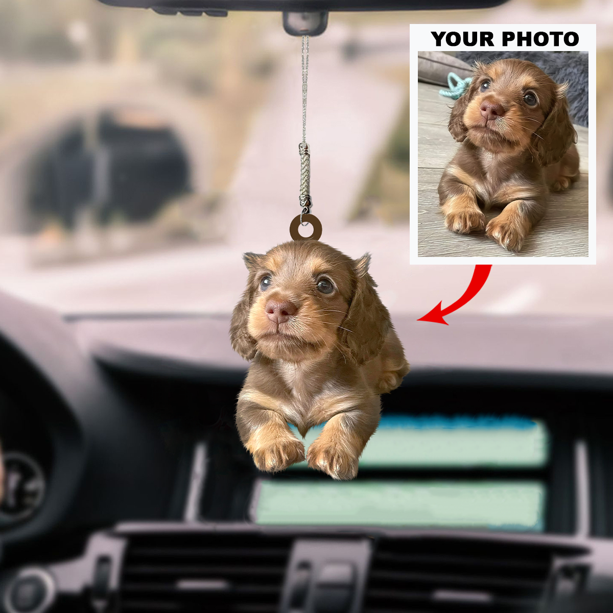 Personalized Car Hanging Ornament - Mother's Day Gift For Dog Mom, Dog Lover - Custom Your Photo Car Hanging ARND036 UPL0VL011