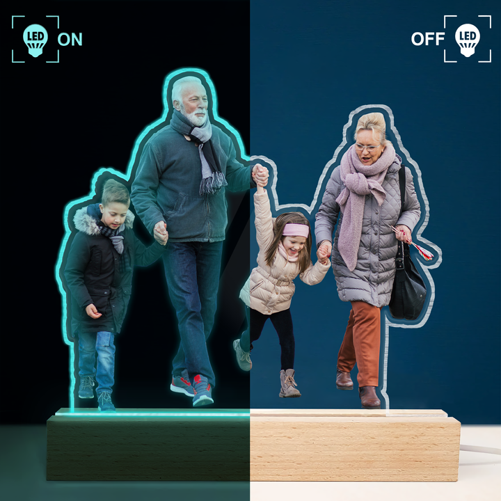 Mother's Day, Father's Day Gift For Mom, Dad, Grandma, Grandpa - Personalized 3D LED Light Wooden Base - Custom Photo ARND005 UPL0HD002