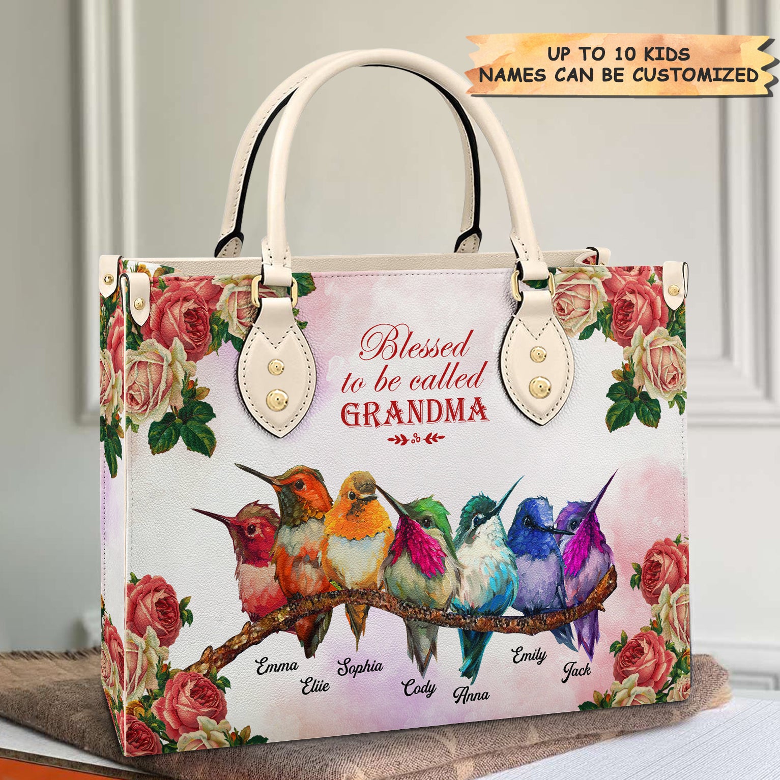 Personalized Leather Bag - Gift For Mom & Grandma - Blessed To Be Called Grandma