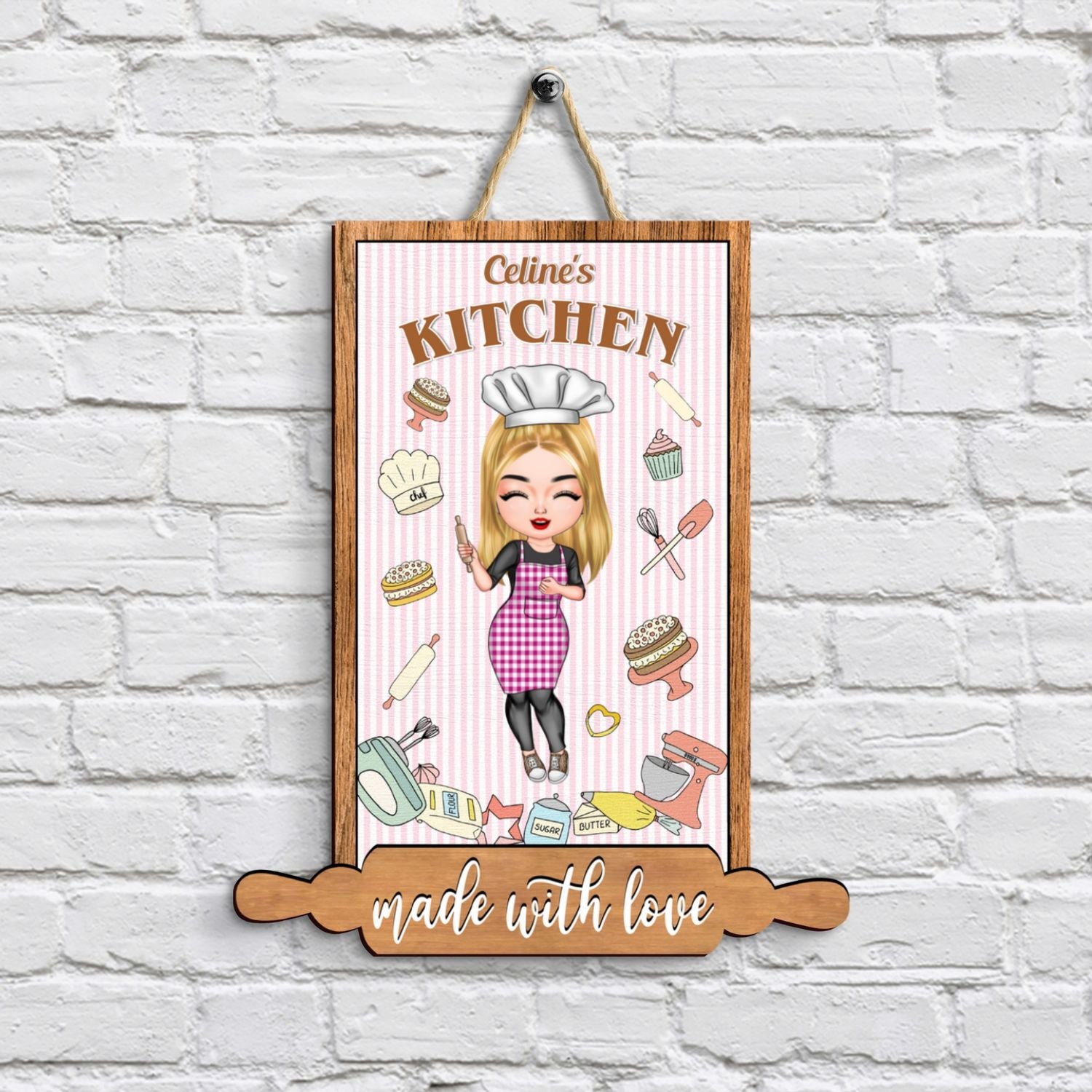 Personalized Door Sign - Gift For Baking Lover - Made With Love