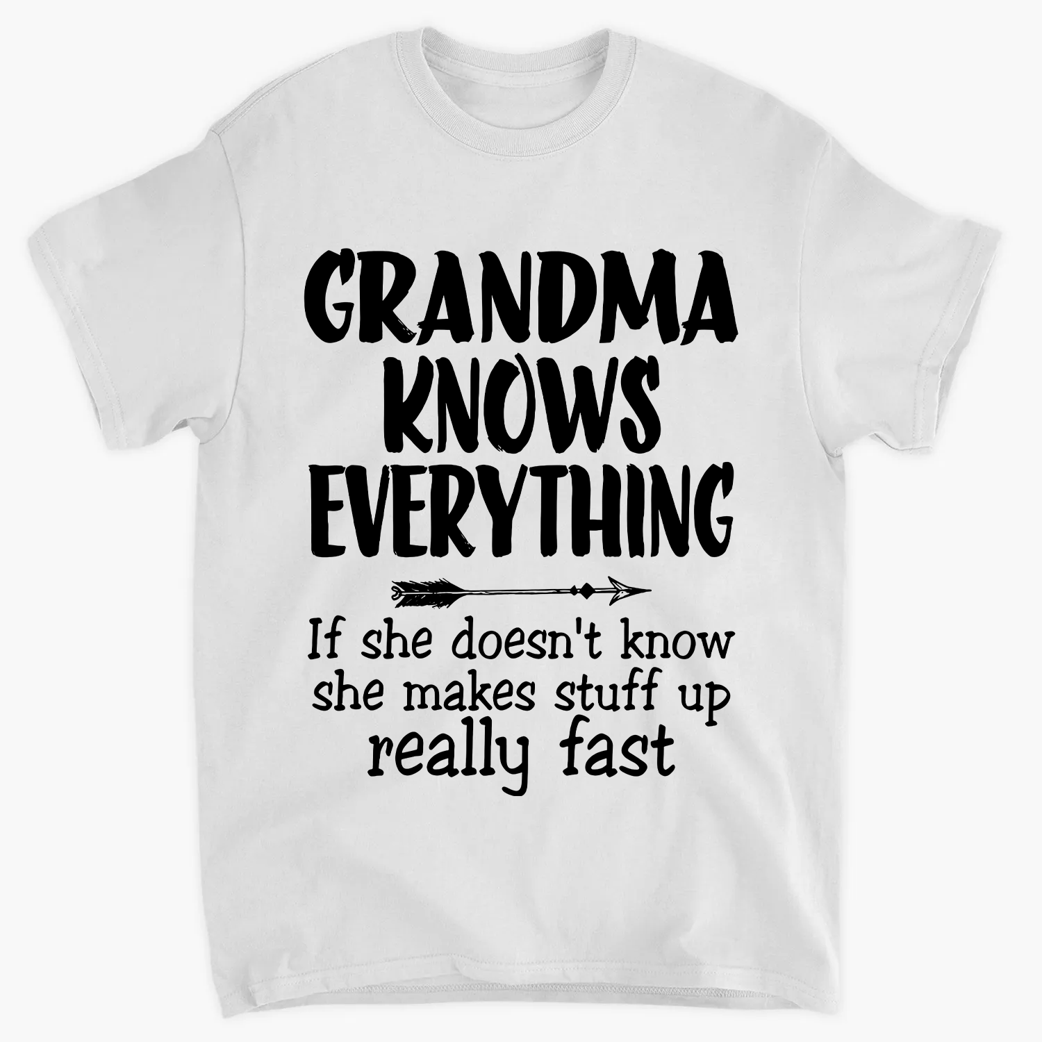 Grandma Knows Everything If She Doesn't Know She Makes Stuff Up Really Fast - T-shirt - Mother's Day Gift For Grandmother, Grandma, Grandkid ARND0014