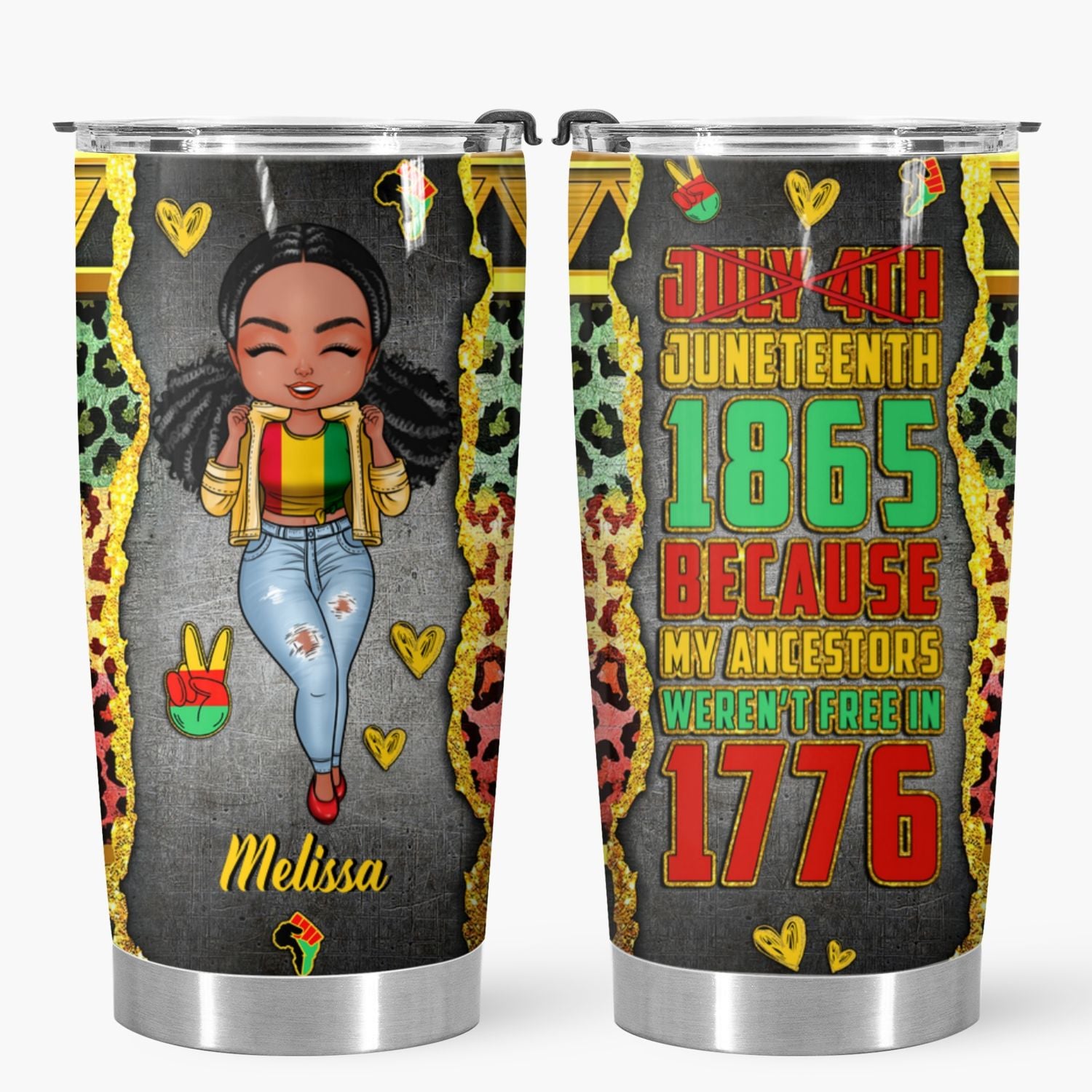 Personalized Tumbler - Gift For Black Woman - Juneteenth 1865 Because My Ancestors Weren't Free In 1776