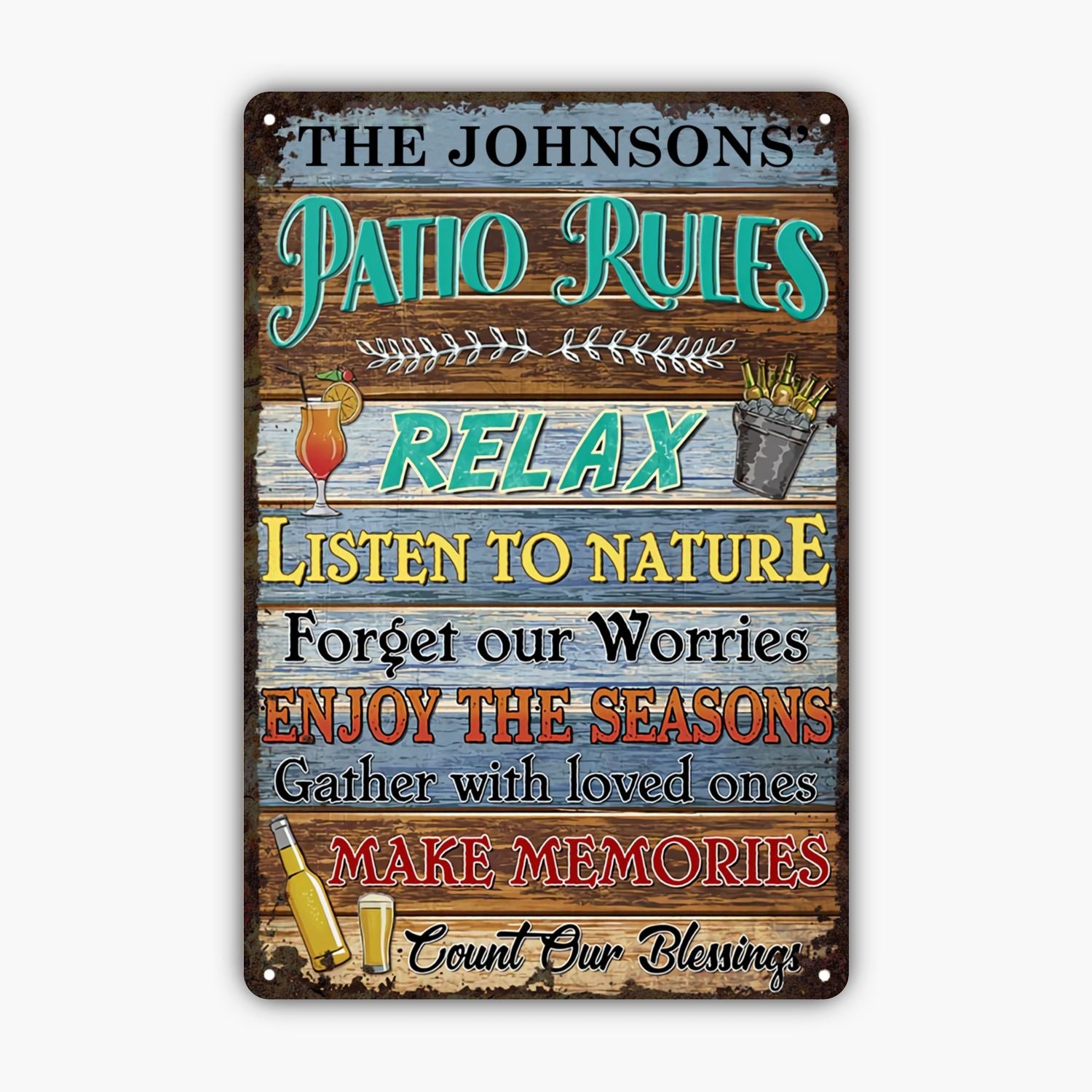 Custom Metal Sign - Gift For Family - Patio Rules