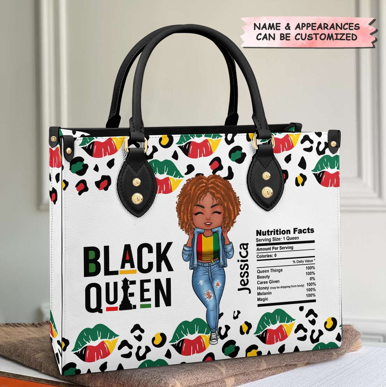 Personalized Leather Bag - Gift For Black Women - Black Queen Nutrition Facts