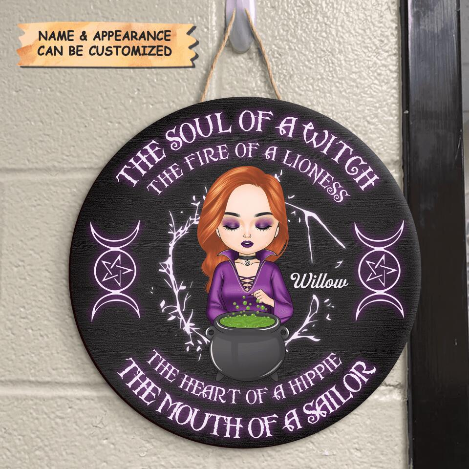 Personalized Door Sign - Gift For Wiccan - The Soul Of A Witch