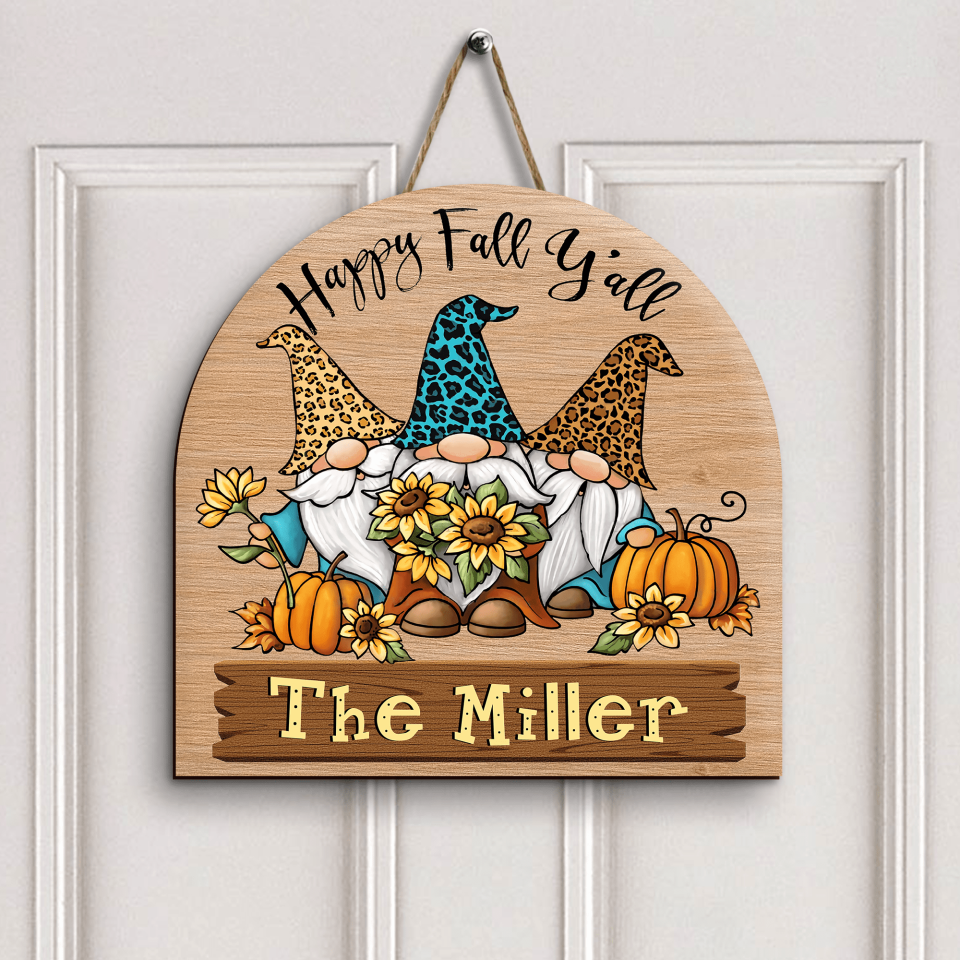 Personalized Door Sign - Gift For Family - Happy Fall Y'all