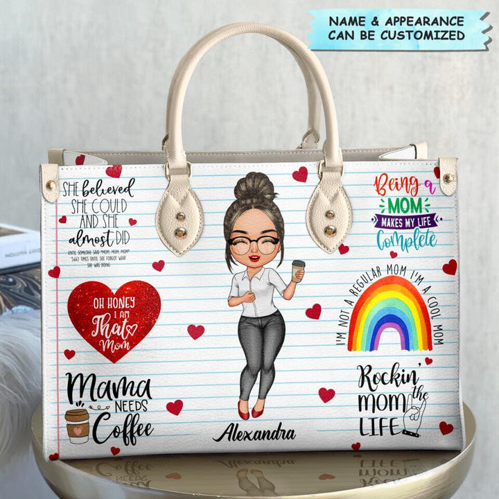Personalized Leather Bag - Gift For Mom - Being A Mom Makes My Life Complete
