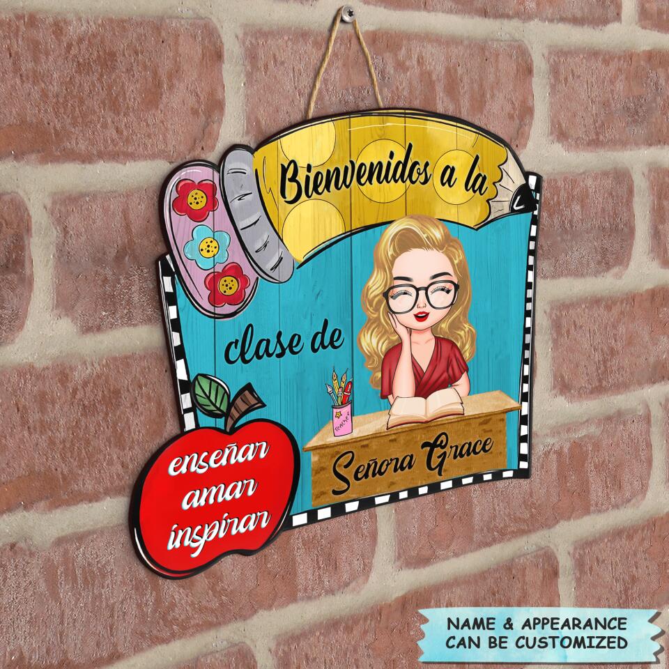 Personalized Door Sign - Gift For Teacher - Pencil Door Sign Spanish