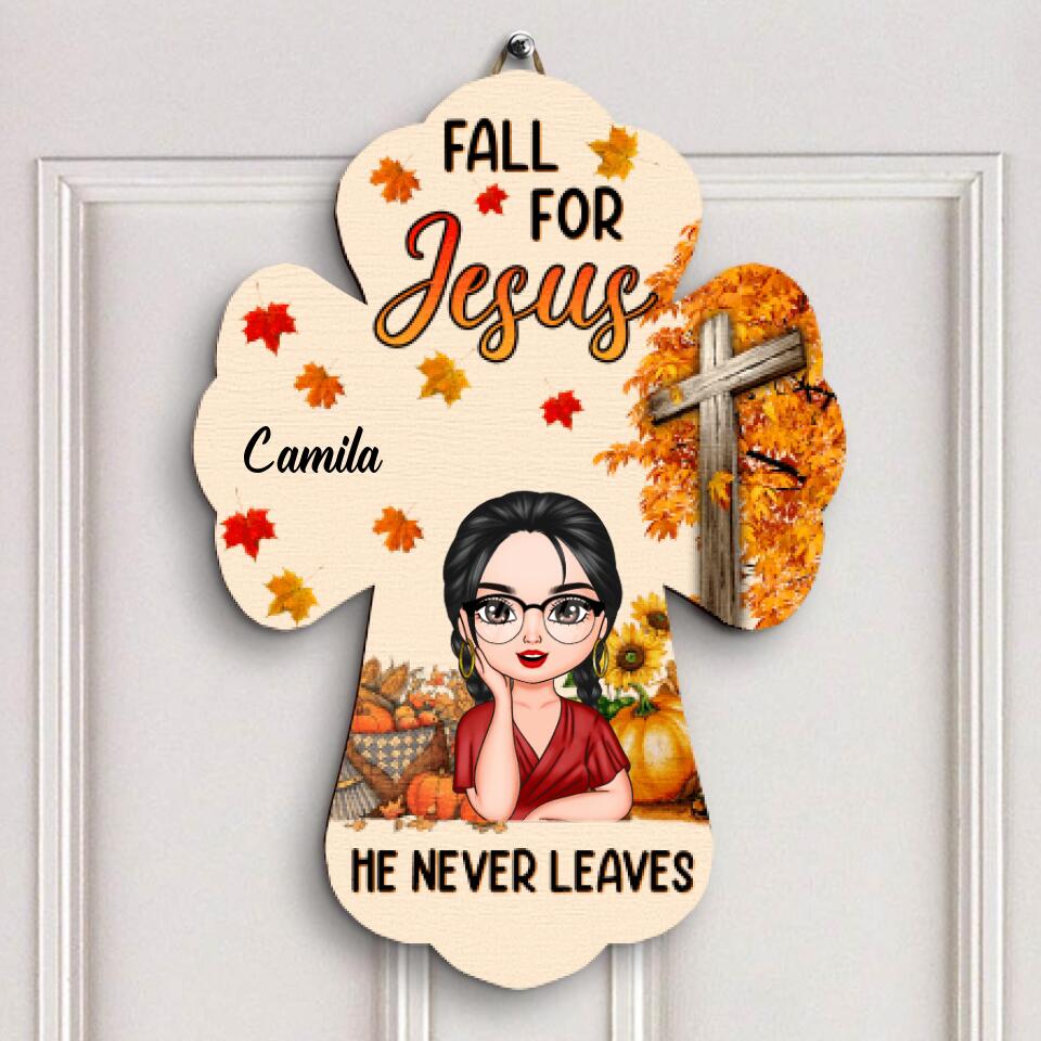 Personalized Door Sign - Gift For Family Member - Fall For Jesus