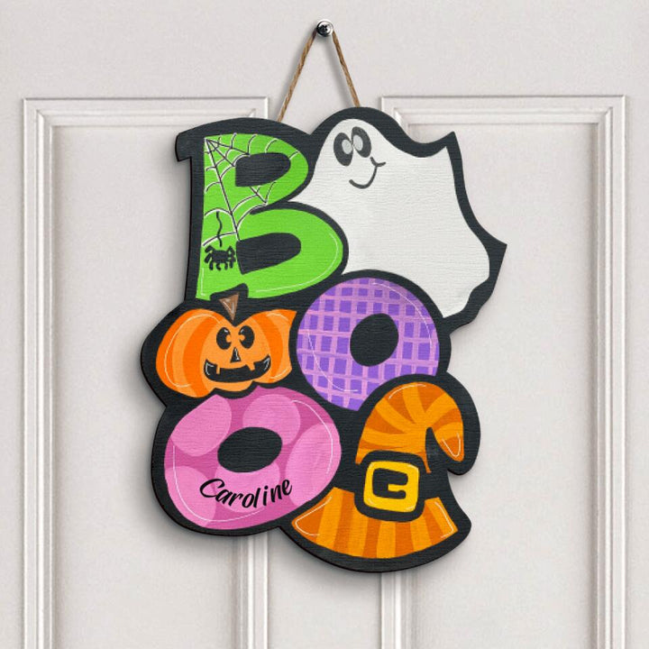 Personalized Door Sign - Gift For Halloween - Boo With Pumpkin
