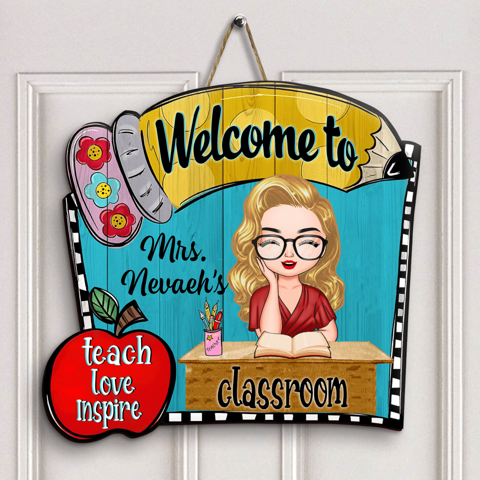 Personalized Door Sign - Gift For Teacher - Teacher Pencil Door Sign