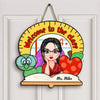 Personalized Door Sign - Gift For Teacher - Welcome To The Class Red Apple