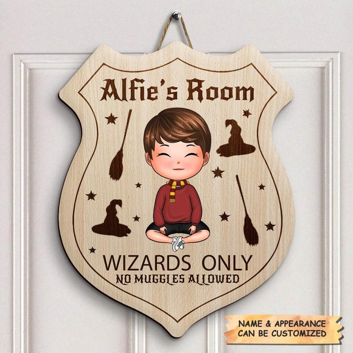 Personalized Door Sign - Gift For Family Member - Wizards Only No Muggles Allowed