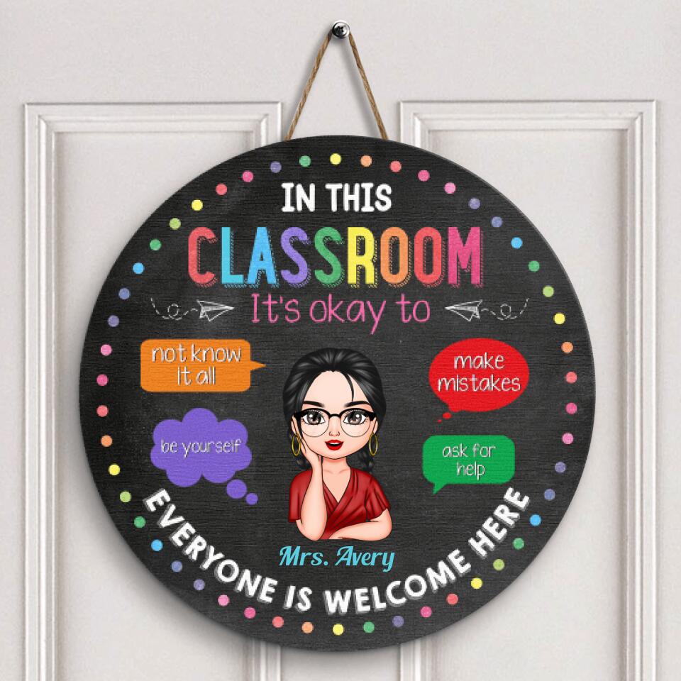 Personalized Door Sign - Gift For Teacher - In This Classroom