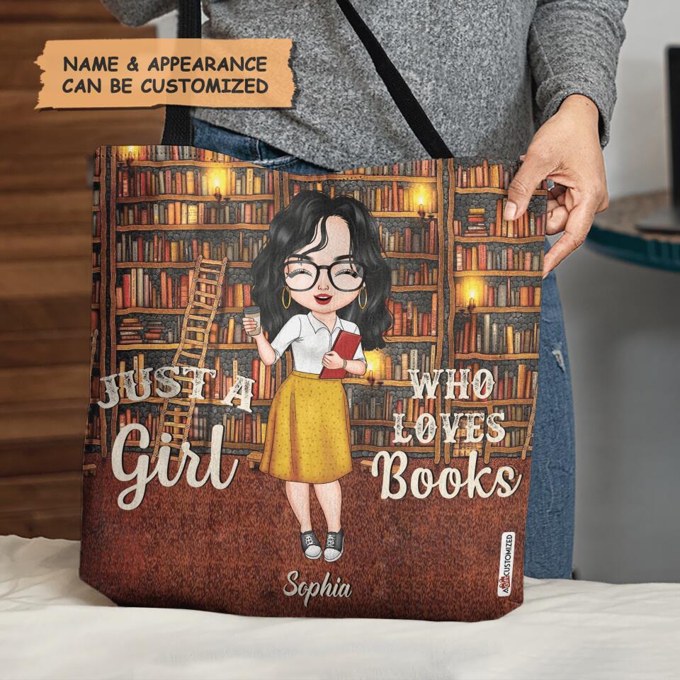 Personalized Tote Bag - Gift For Reading Lover - Just A Girl Who Loves Books