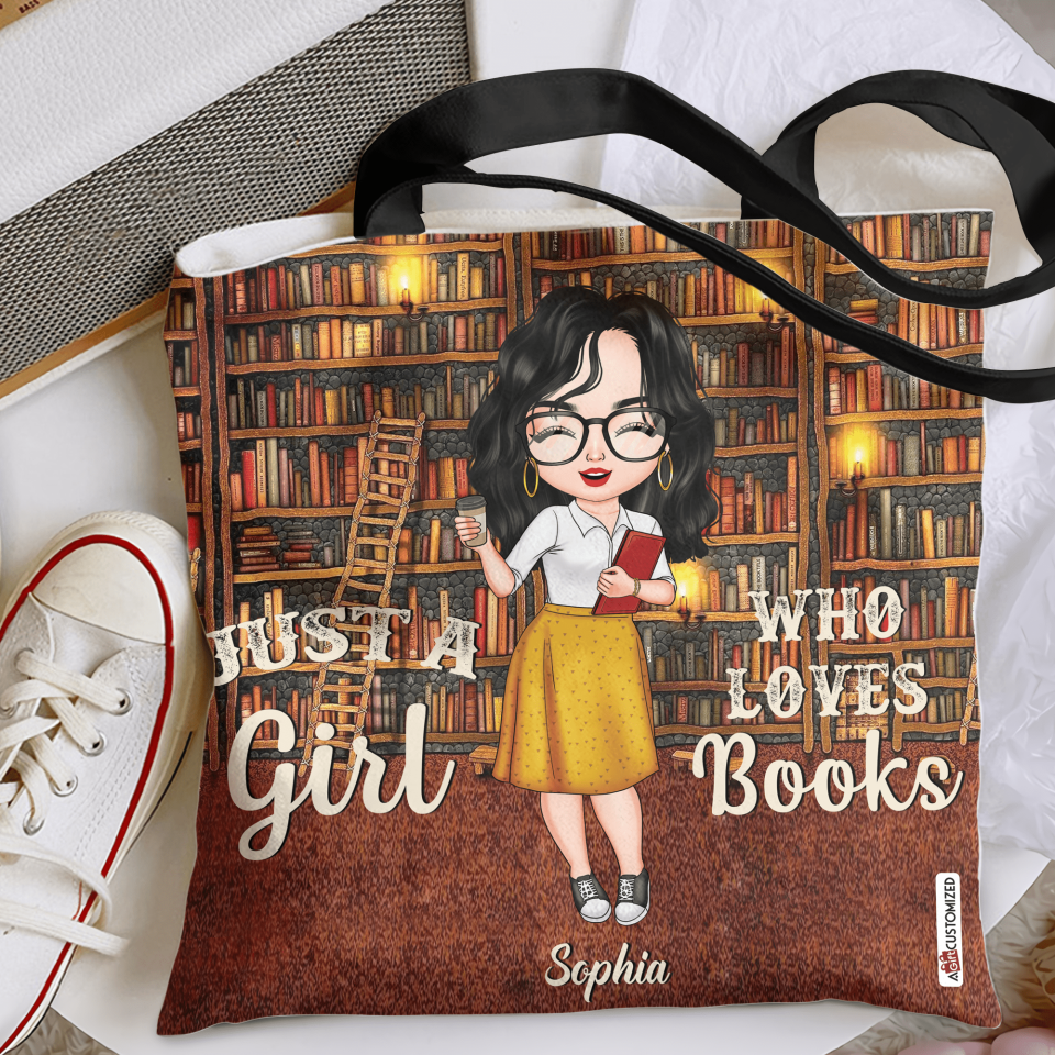 Personalized Tote Bag - Gift For Reading Lover - Just A Girl Who Loves Books