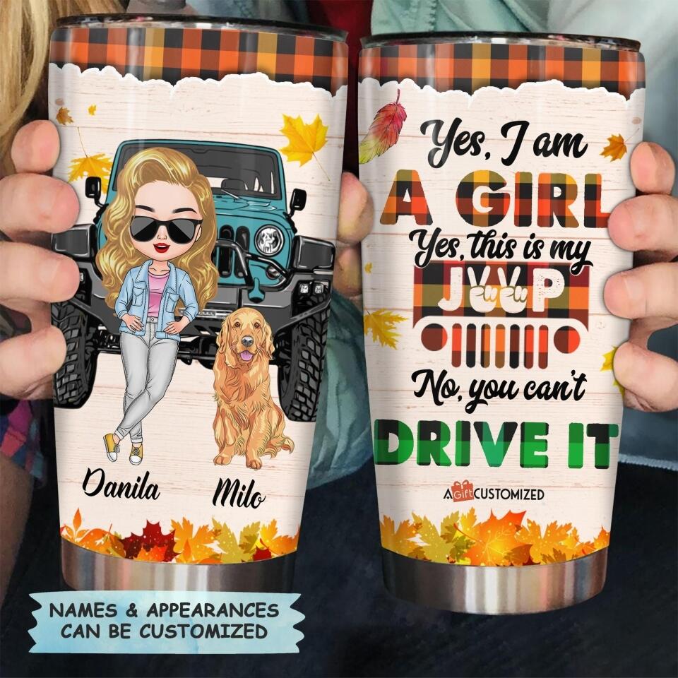 Personalized Tumbler - Gift For Jeep Lover - Yes I Am A Girl