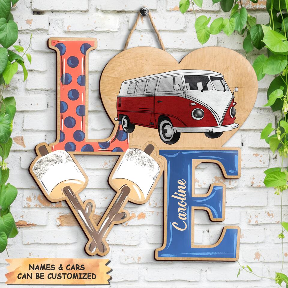Personalized Door Sign - Gift For Camping Lover - Love Camping