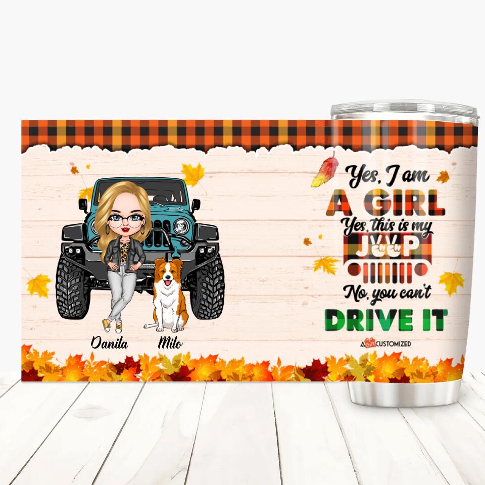 Personalized Tumbler - Gift For Jeep Lover - Yes I Am A Girl