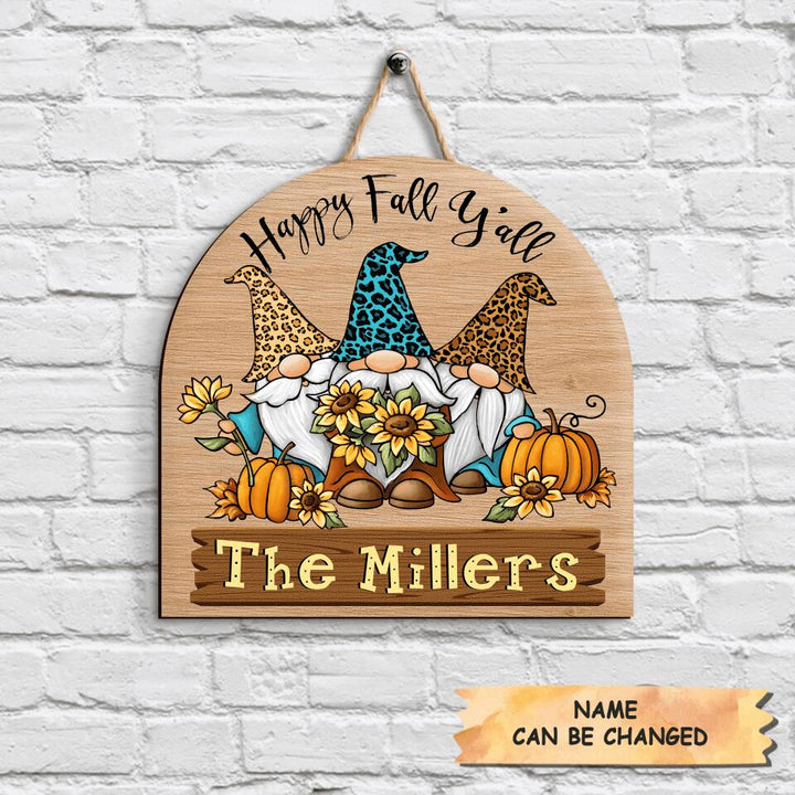 Personalized Door Sign - Gift For Family - Happy Fall Y'all