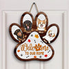 Personalized Door Sign - Gift For Dog Lover - Welcome Dog Paw
