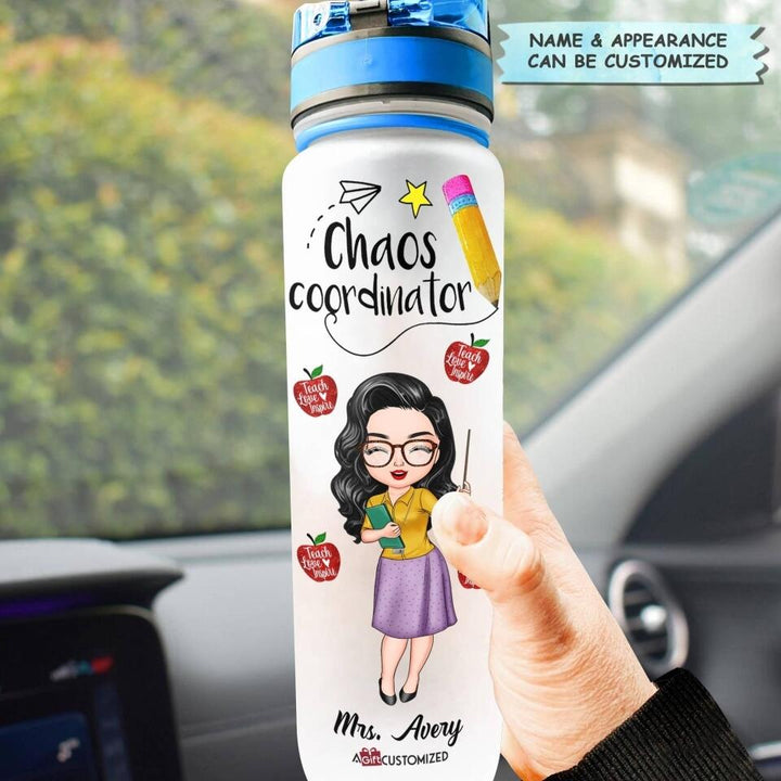 Personalized Water Tracker Bottle - Gift For Teacher - Teach Love Inspire Teacher