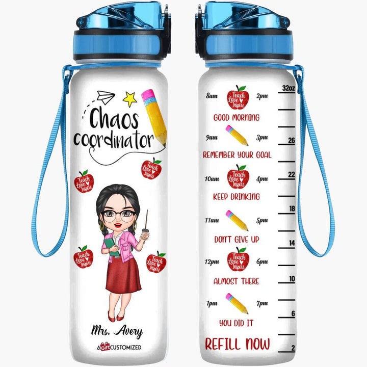 Personalized Water Tracker Bottle - Gift For Teacher - Teach Love Inspire Teacher