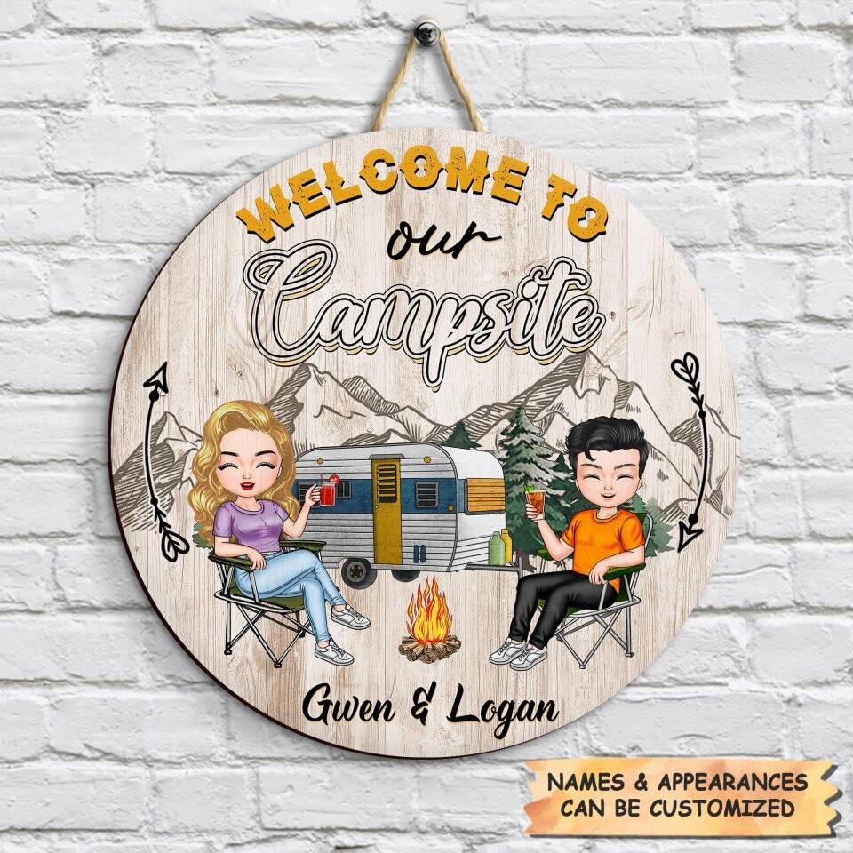 Personalized Door Sign - Gift For Camping Lover - Welcome To Our Campsite