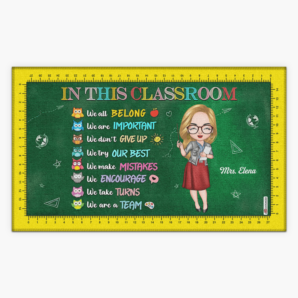 Personalized Doormat - Gift For Teacher - In This Classroom We Are A Team
